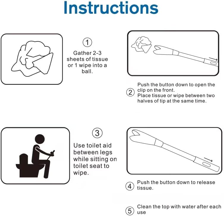 EASACE Upgrade Toilet Aid 17" Long Reach Comfort Wipe,Self Wipe Assist Tissue Holder Tool,Bathroom Aid for Limited Mobility,Seniors,Elderly. - Image 5